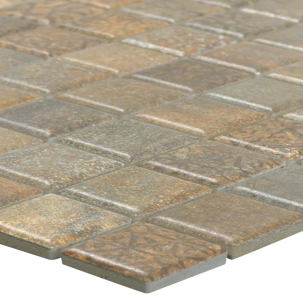 Ceramic Mosaic Tiles Lusco Metal Optic Rust Brown