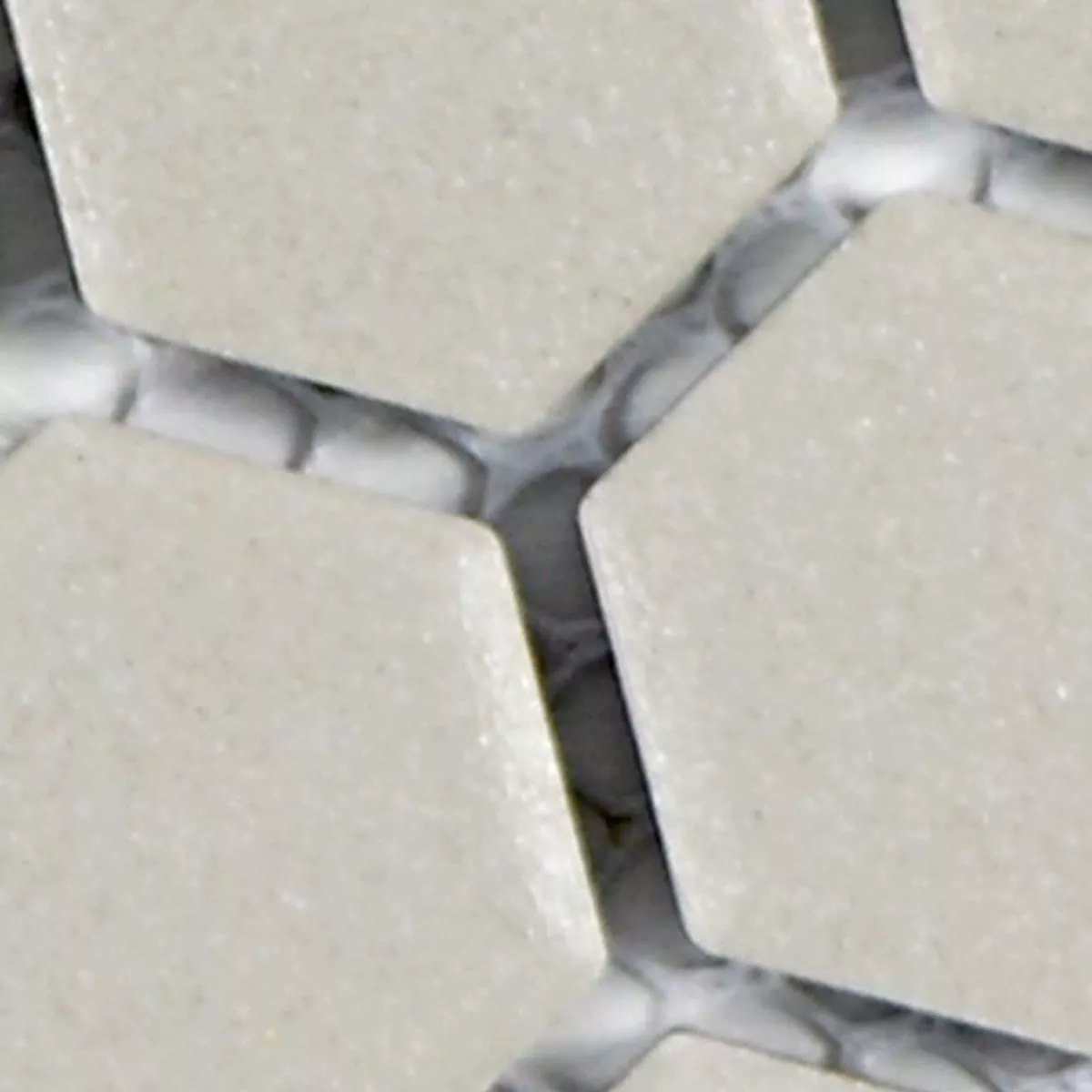 Sample Ceramic Mosaic Tiles Hexagon Zeinal Unglazed Light Grey R10B