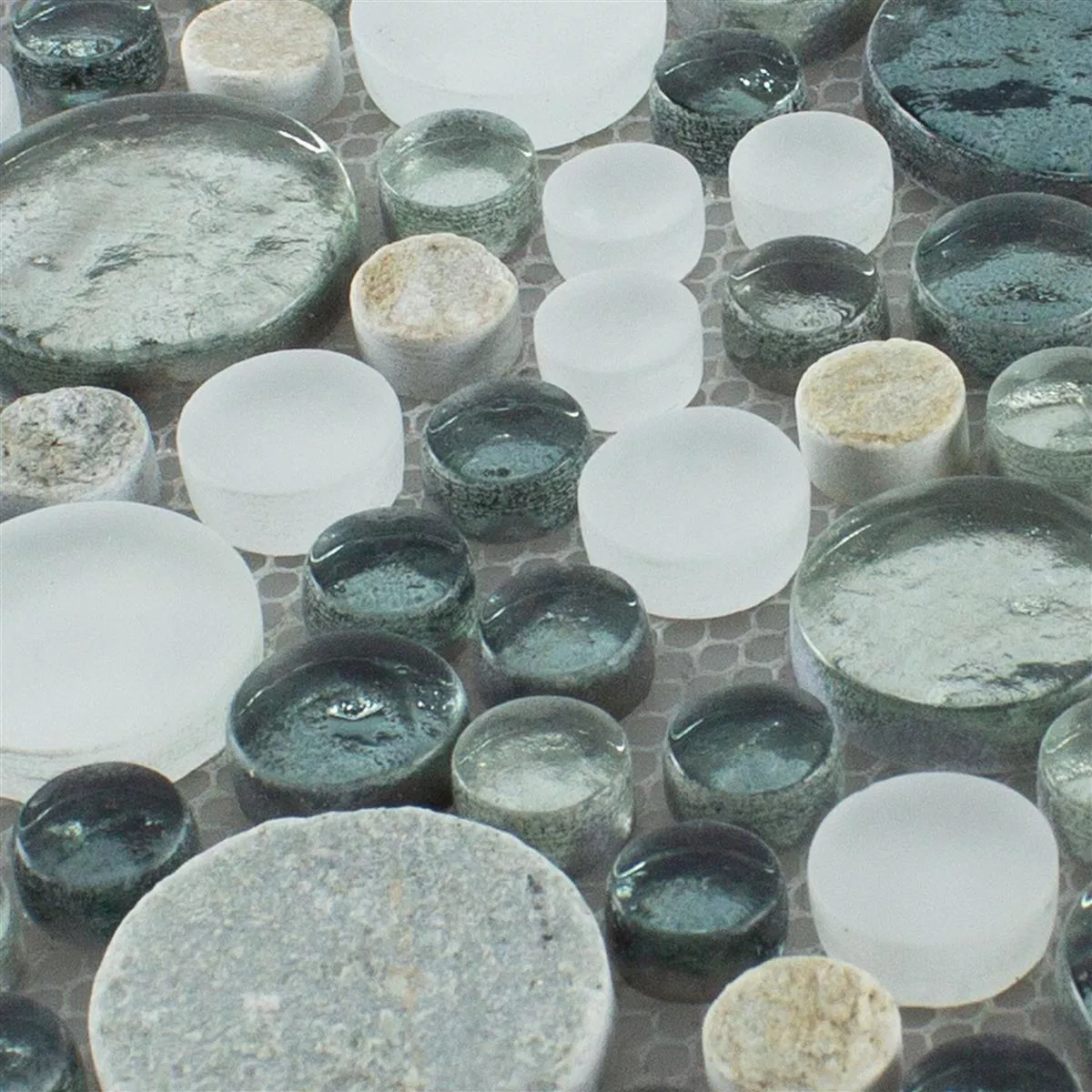 Glass Naturstein Mosaikkfliser Stonewater Grå Blå Mix