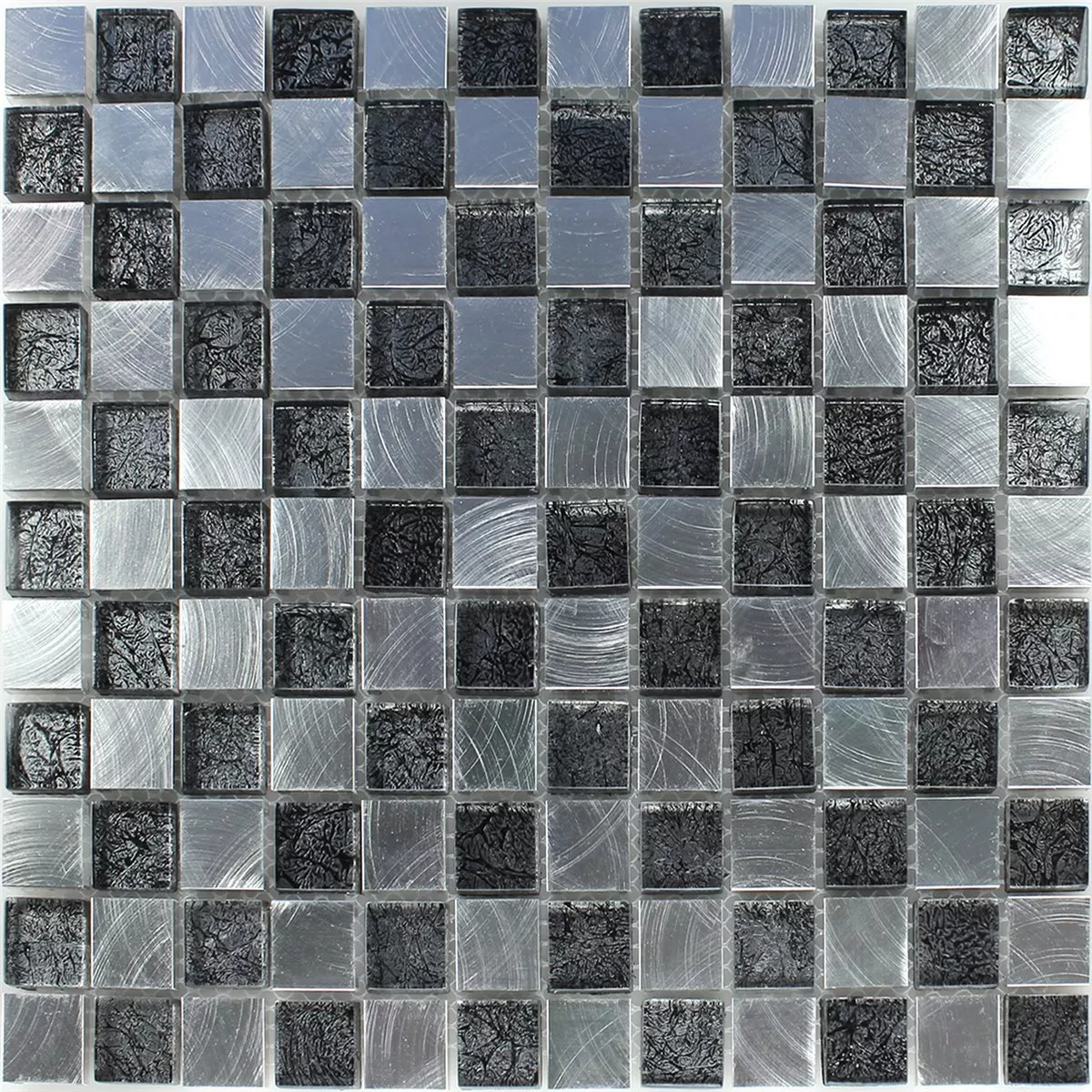 Mozaik Pločice Staklo Metal Šahovnica 25x25x8mm