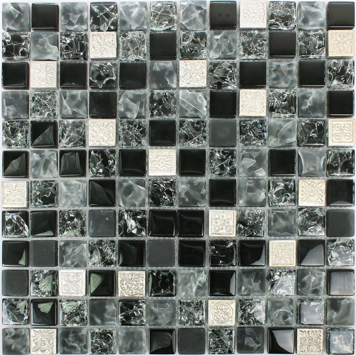 Sticlă Răşină Plăci De Mozaic Bogardus Negru Mix