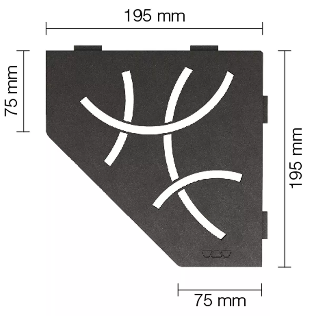 Półka ścienna półka prysznicowa Schlüter 5eck 19,5x19,5cm Curve antracyt