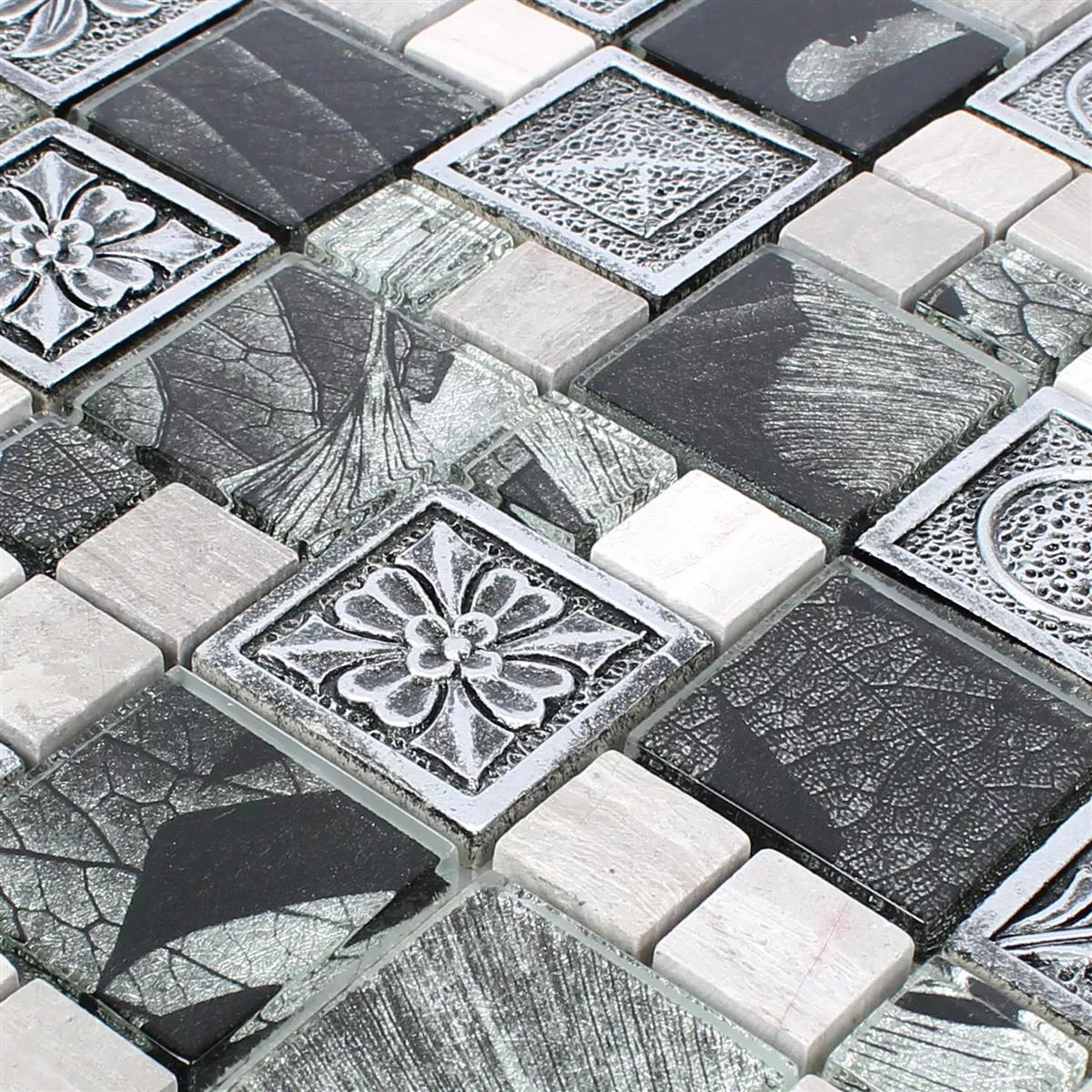 Mosaic Tiles Levanzo Glass Resin Ornament Mix Silver