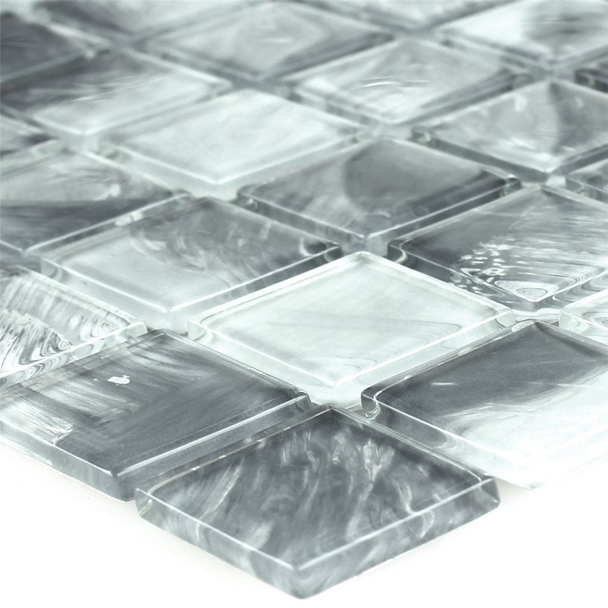 Mosaic Tiles Glass Grey Marbled 25x25x4mm