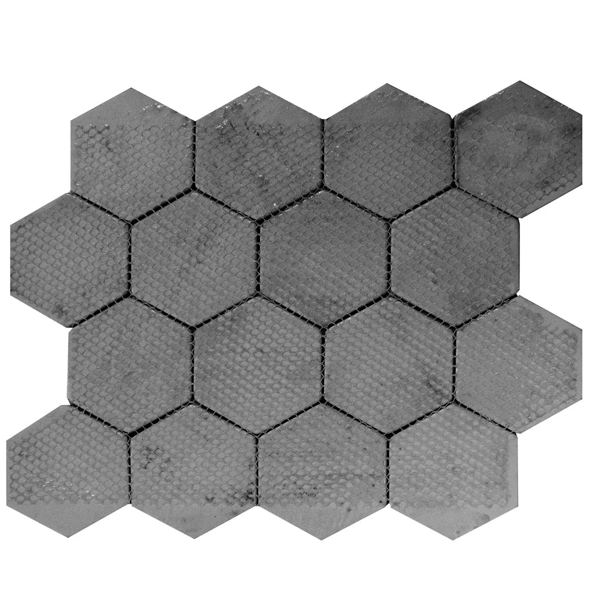 Prøve Glasmosaik Fliser Andalucia Hexagon Sort