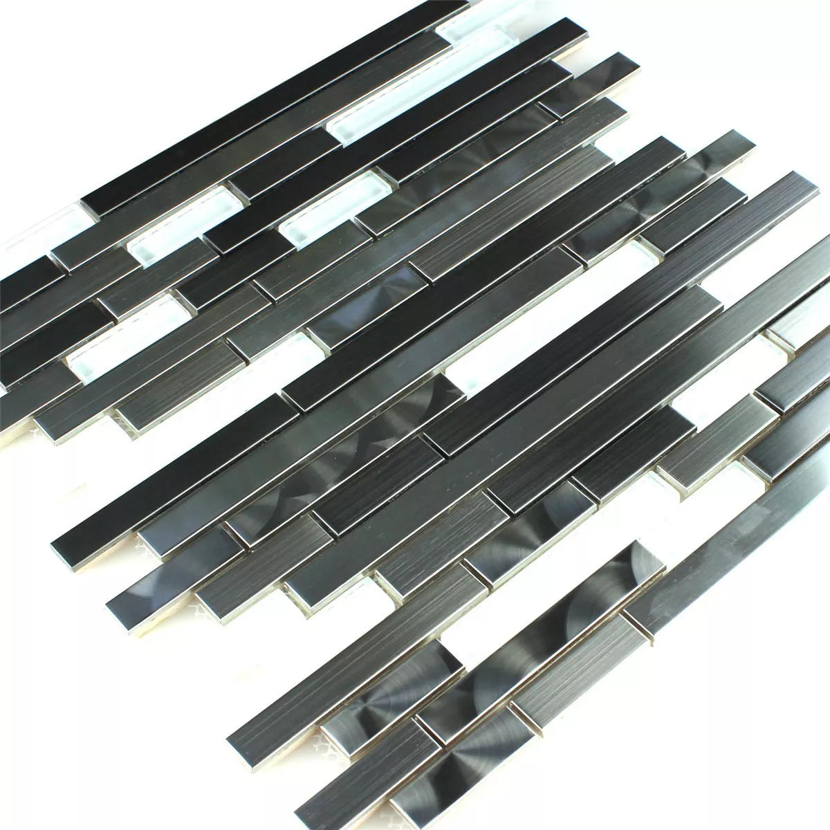 Padrão de Azulejo Mosaico Metal Vidro Branco Prata Sticks