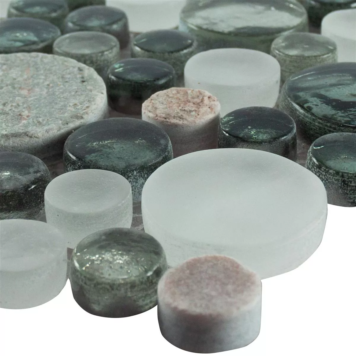 Glass Natural Stone Mosaic Tiles Stonewater Grey Blue Mix
