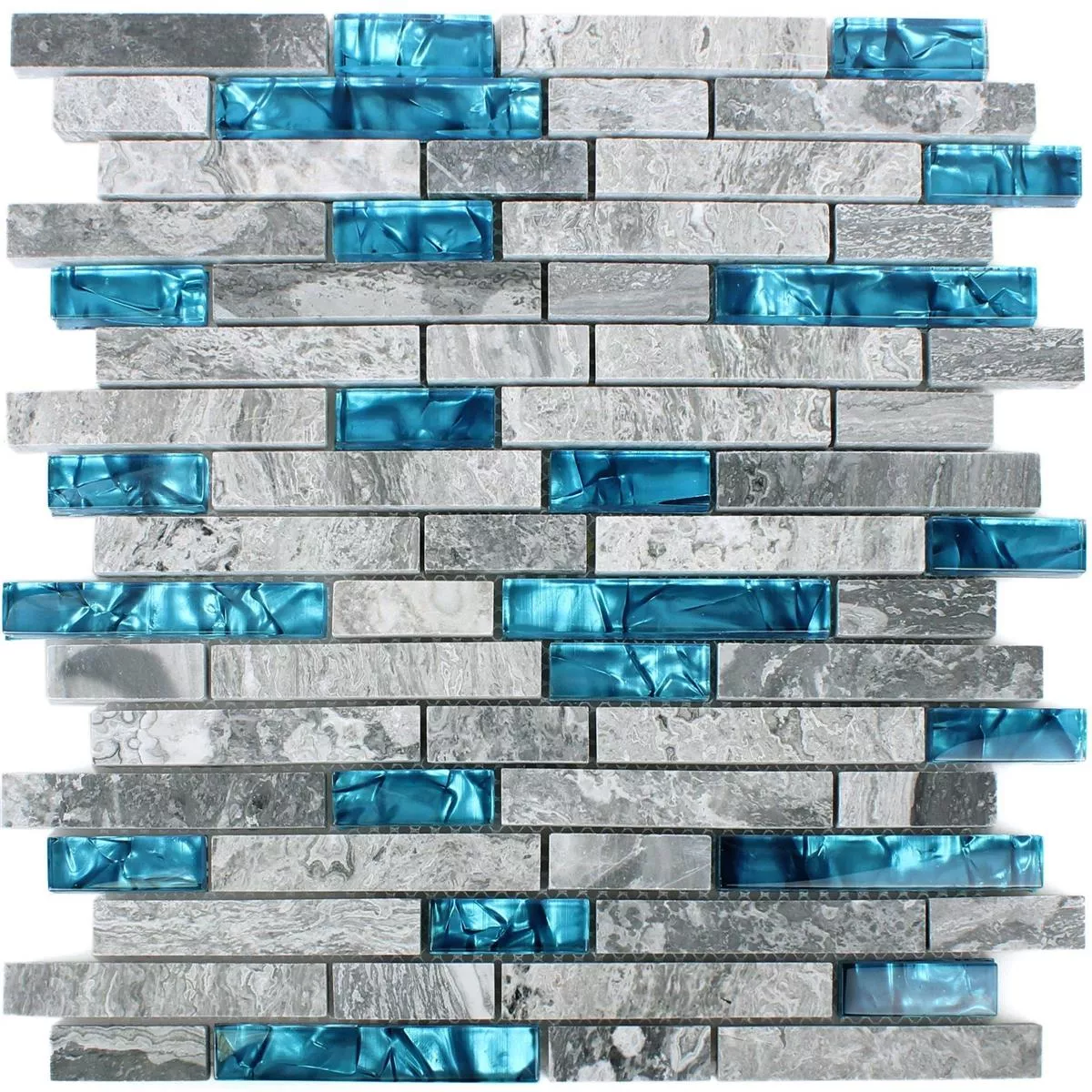 Sample Glass Mosaic Natural Stone Tiles Sinop Grey Blue