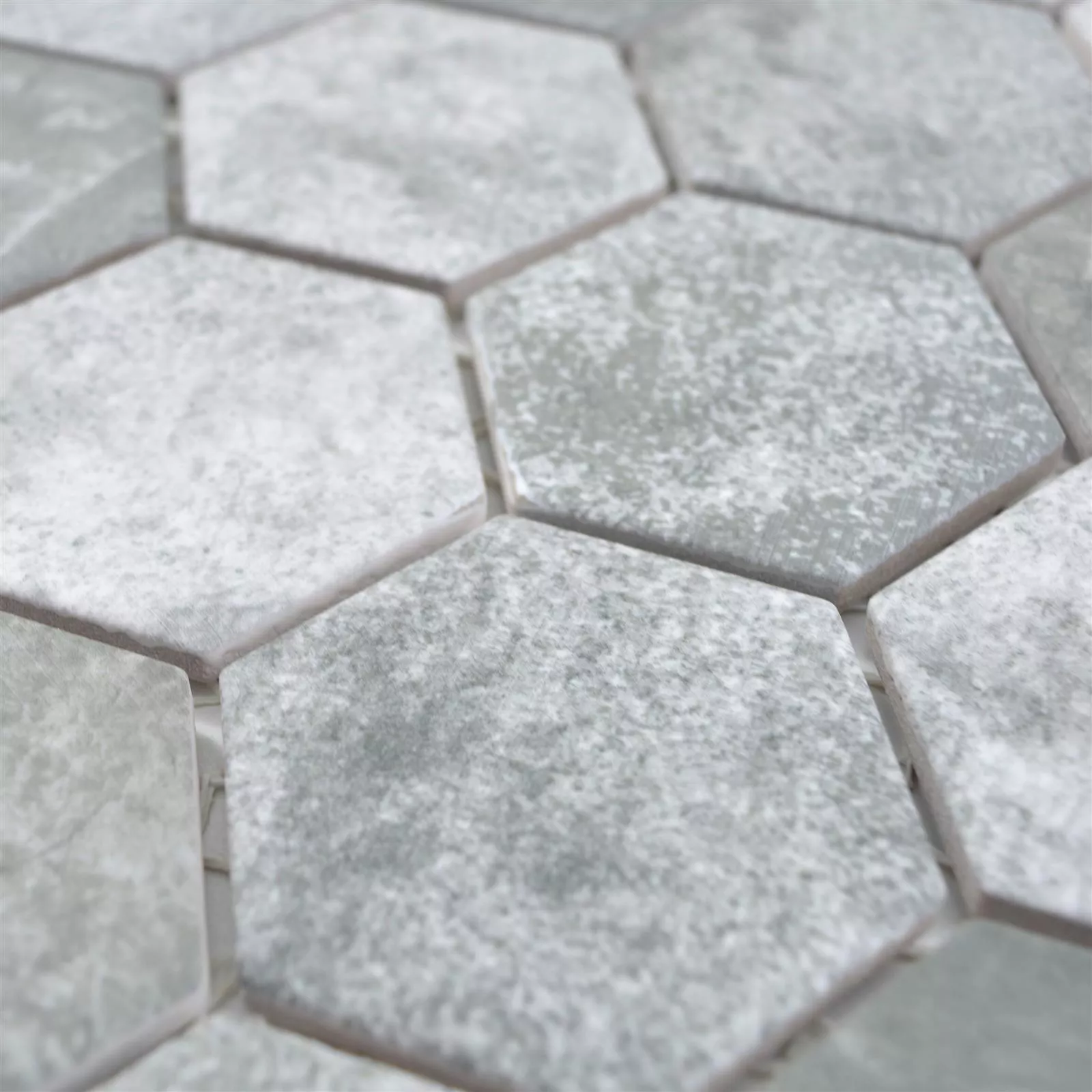 Sample Ceramic Mosaic Comtessa Hexagon Cement Optic Dark Grey