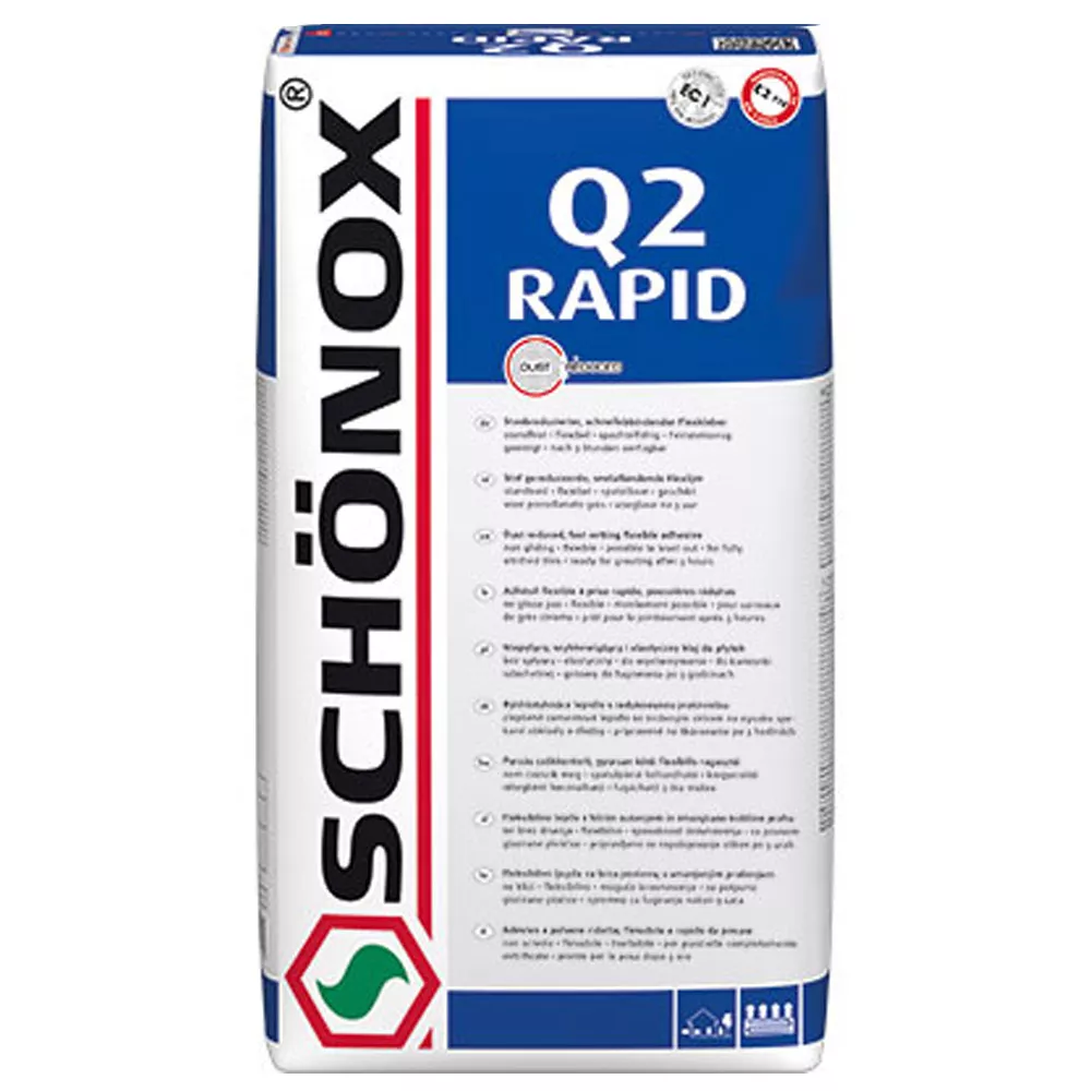 Tile adhesive Schönox Q2 RAPID - earthenware &amp; fine stoneware flexible adhesive (25 kg)