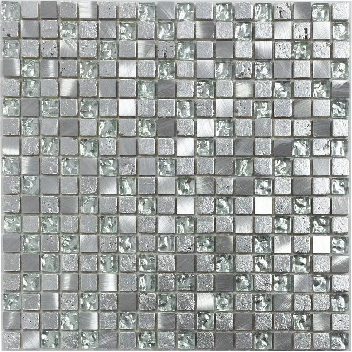 Glas Aluminium Resin Mosaikfliesen Stilo Silber