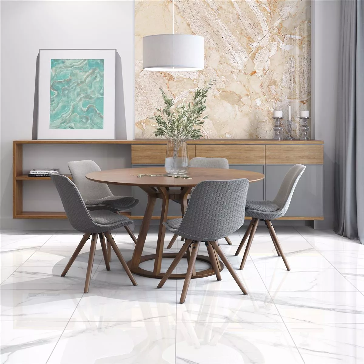 Floor Tiles Serenity Marble Optic Polished Blanc 60x60cm