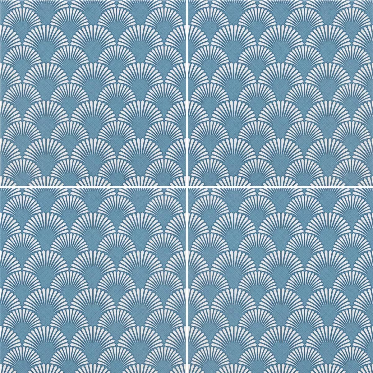 Vzorek Podlahové Dlaždice Cementový Vzhled Wildflower Modrá Dekor 18,5x18,5cm