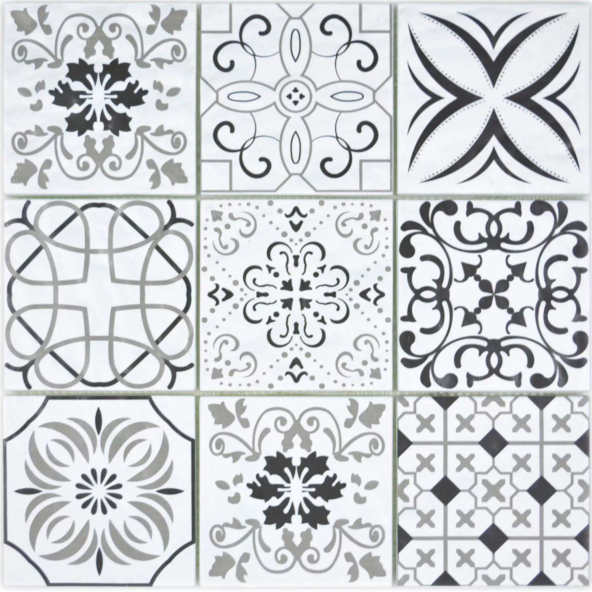 Mønster fra Glass Mosaikk Fliser Starlite Retro Svart Hvit 