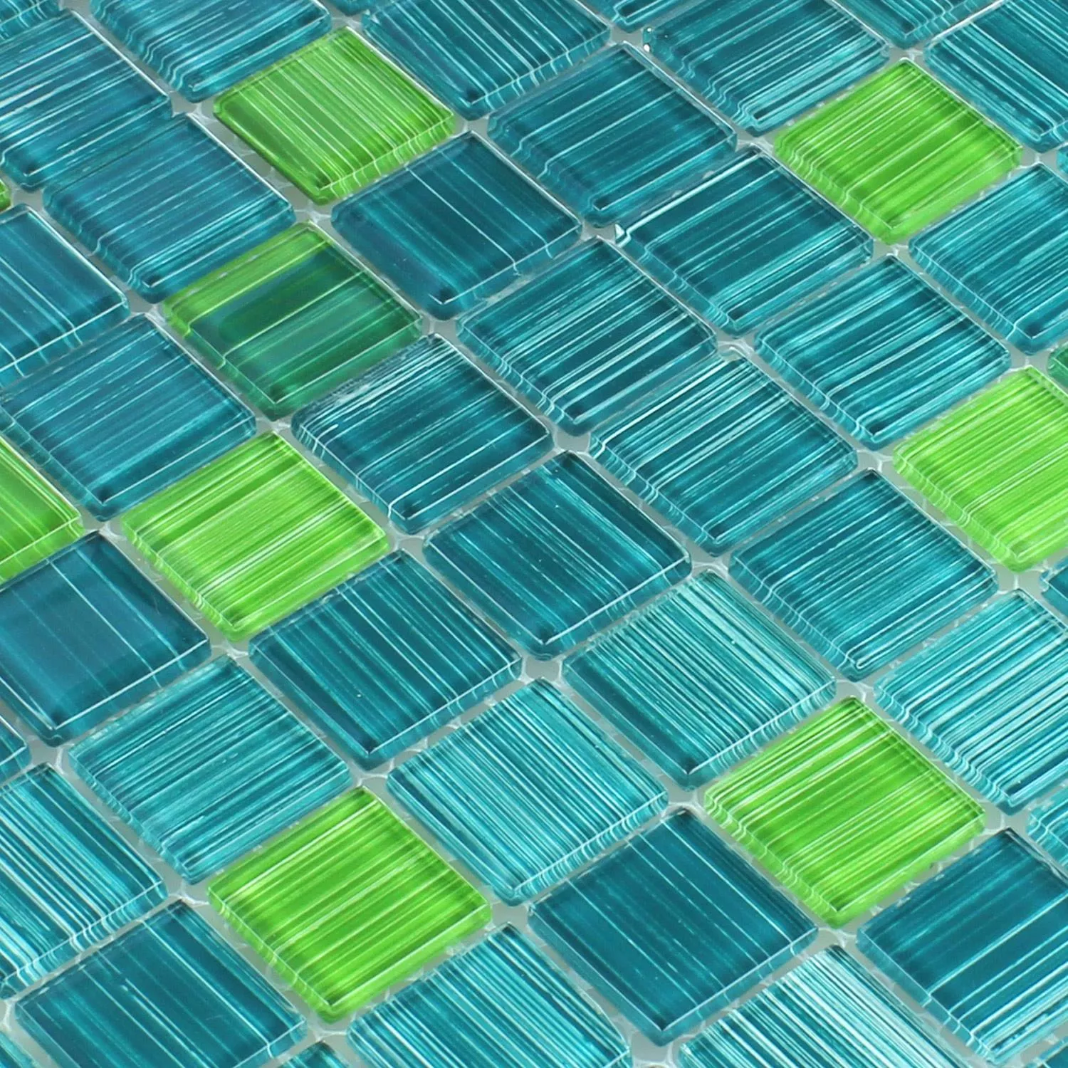 Striped Crystal Mosaic Tiles Glass Green Mix