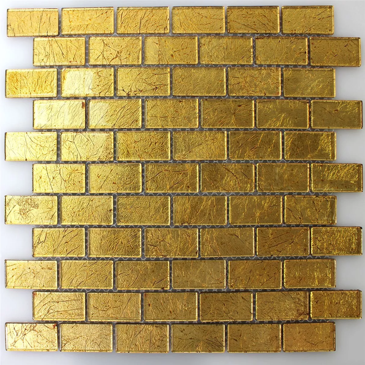 Plăci De Mozaic Sticlă Brick Cristal Aur Structurat