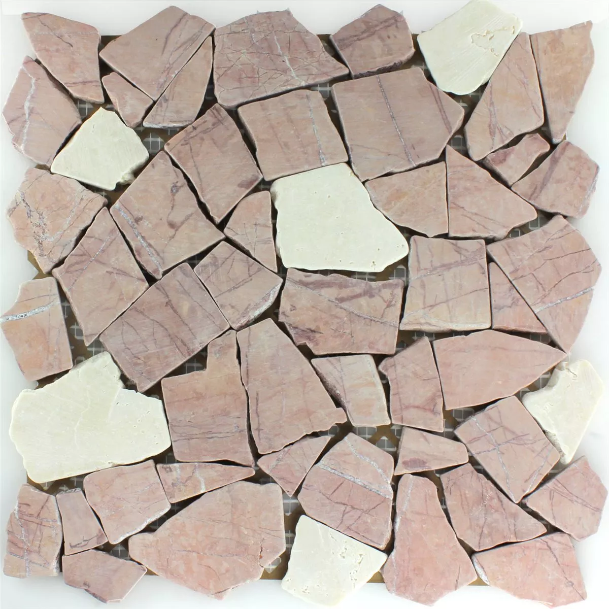 Model din Plăci De Mozaic Fractură De Marmură Rosso Verona Cream