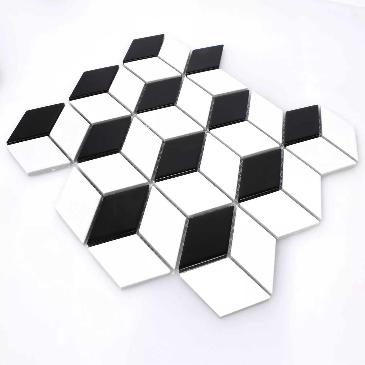 Kerámia Mozaik Kosmos 3D Dobókocka Fekete Fehér Deres