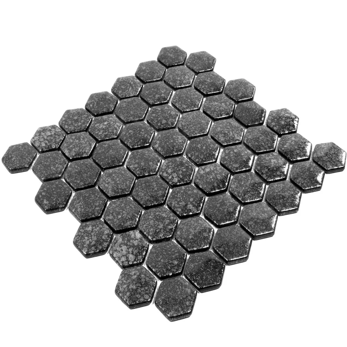 Prov Glasmosaik Plattor Leopard Hexagon 3D Grå