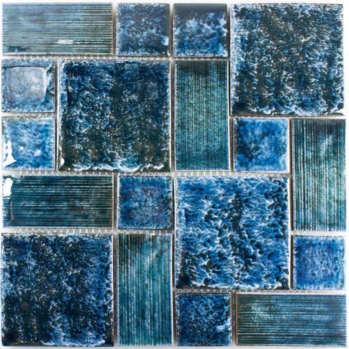 Padrão de Cerâmica Azulejo Mosaico Bangor Brilhante Turquesa Mix