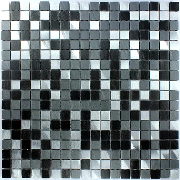 Mosaic Tiles Aluminium Black Silver 15x15x8mm