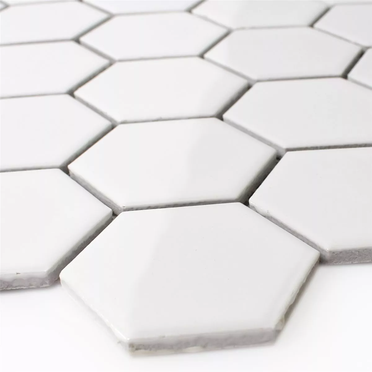 Azulejos De Mosaico Cerámica Hexagonales Blanco Brillante H51