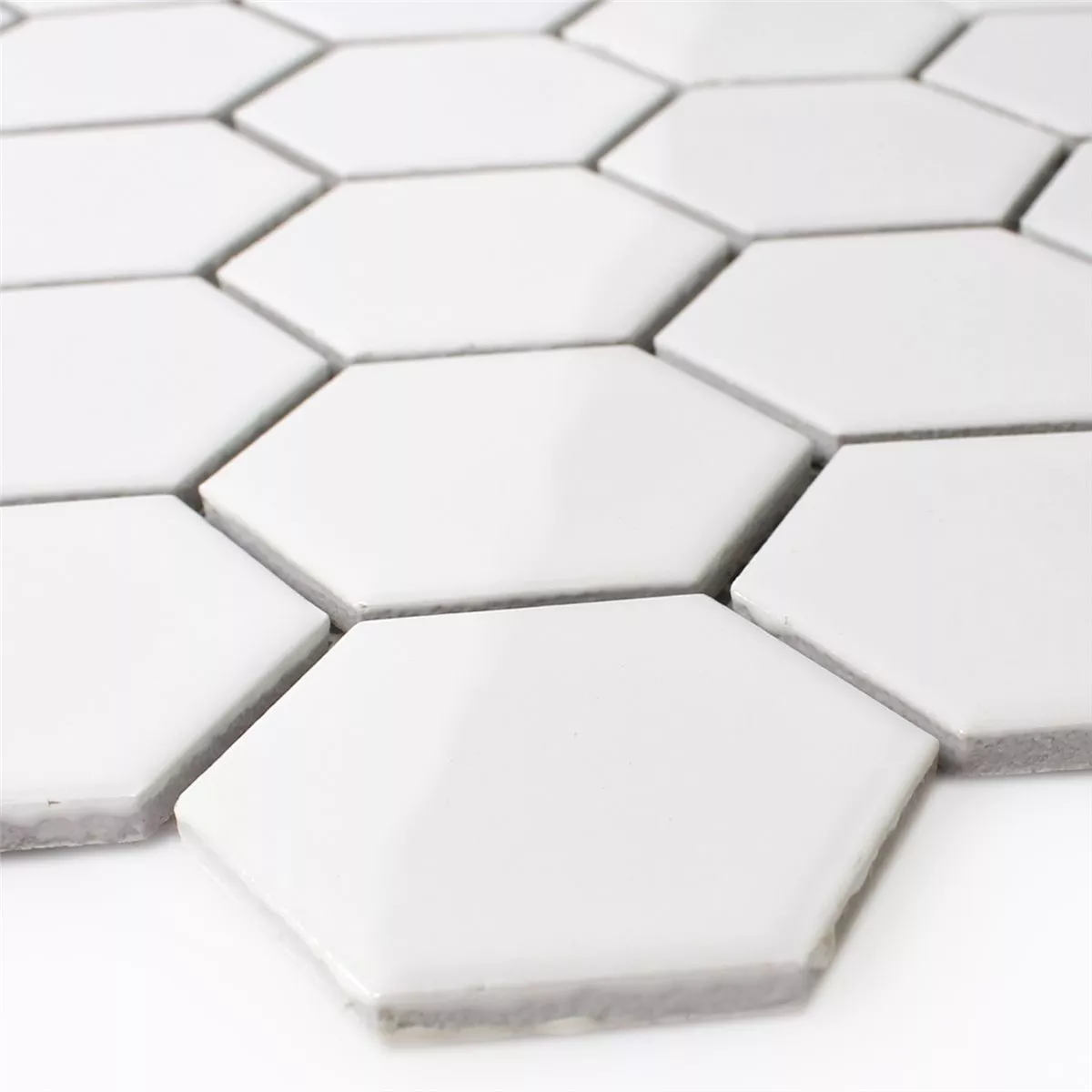 Plăci De Mozaic Ceramică Hexagon Alb Strălucitor H51