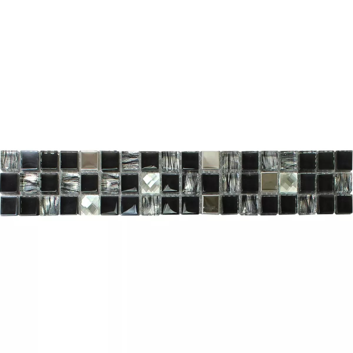 Cristal Metal Mosaico Borde Mexicali Negro Gris Plateado