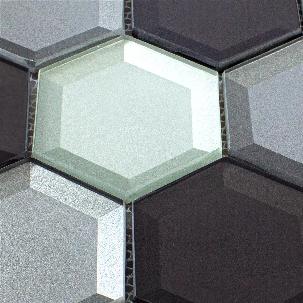 Mozaic De Sticlă Melfort Hexagon Maro Argint Turcoaz