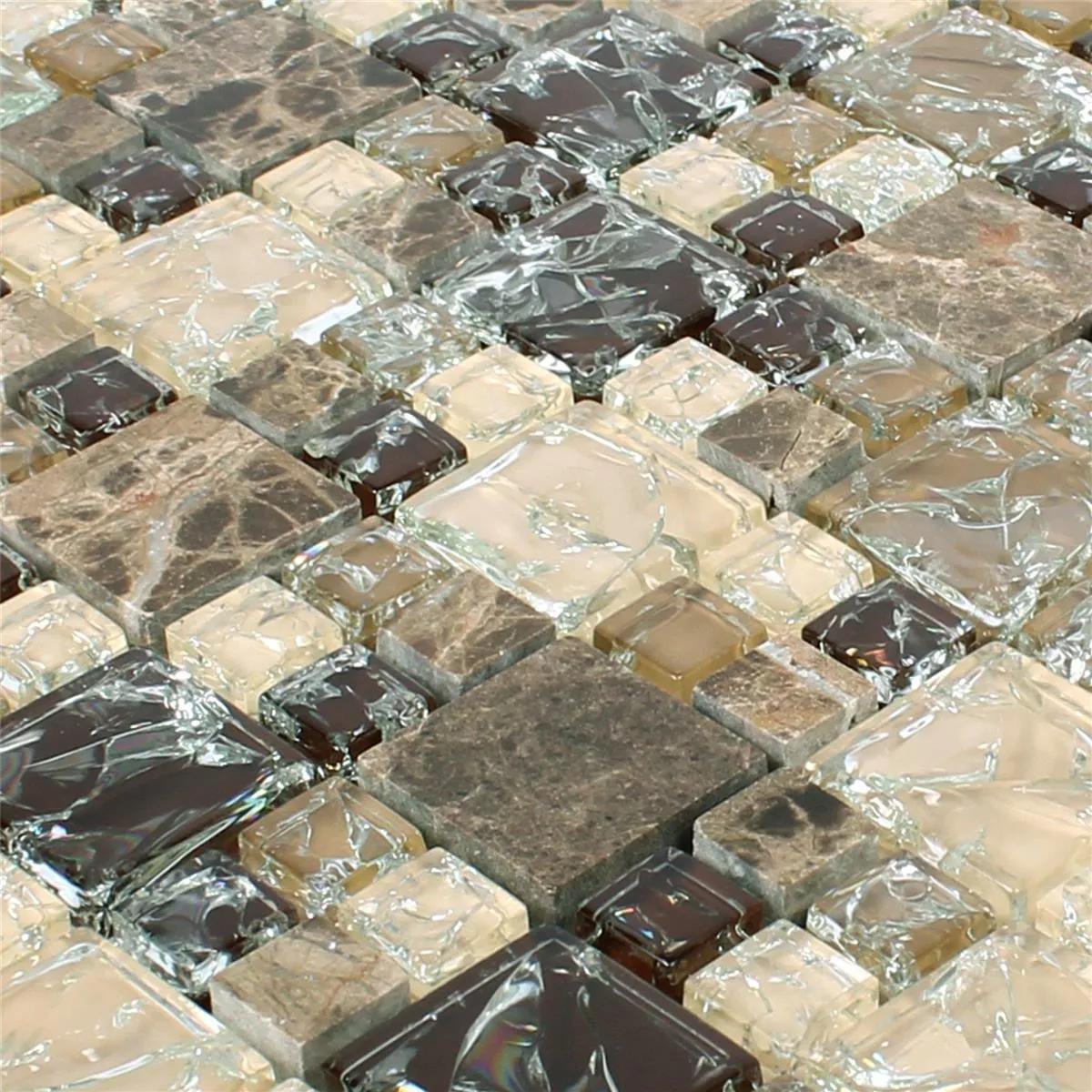 Mosaikkfliser Glass Naturstein Malawi Dark Emperador 2 Mix