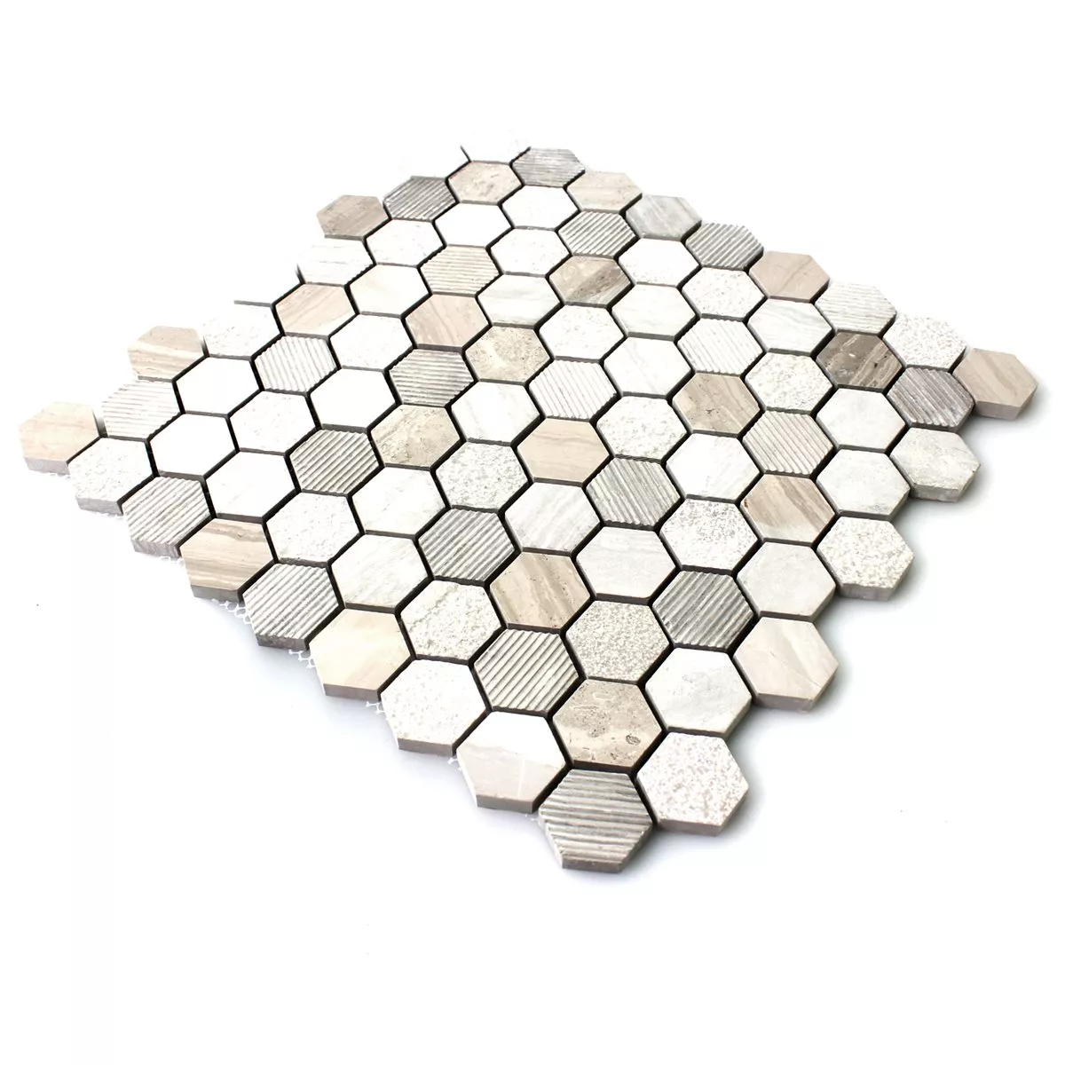 Mozaïektegel Hexagon Natuursteen Beige Bruin