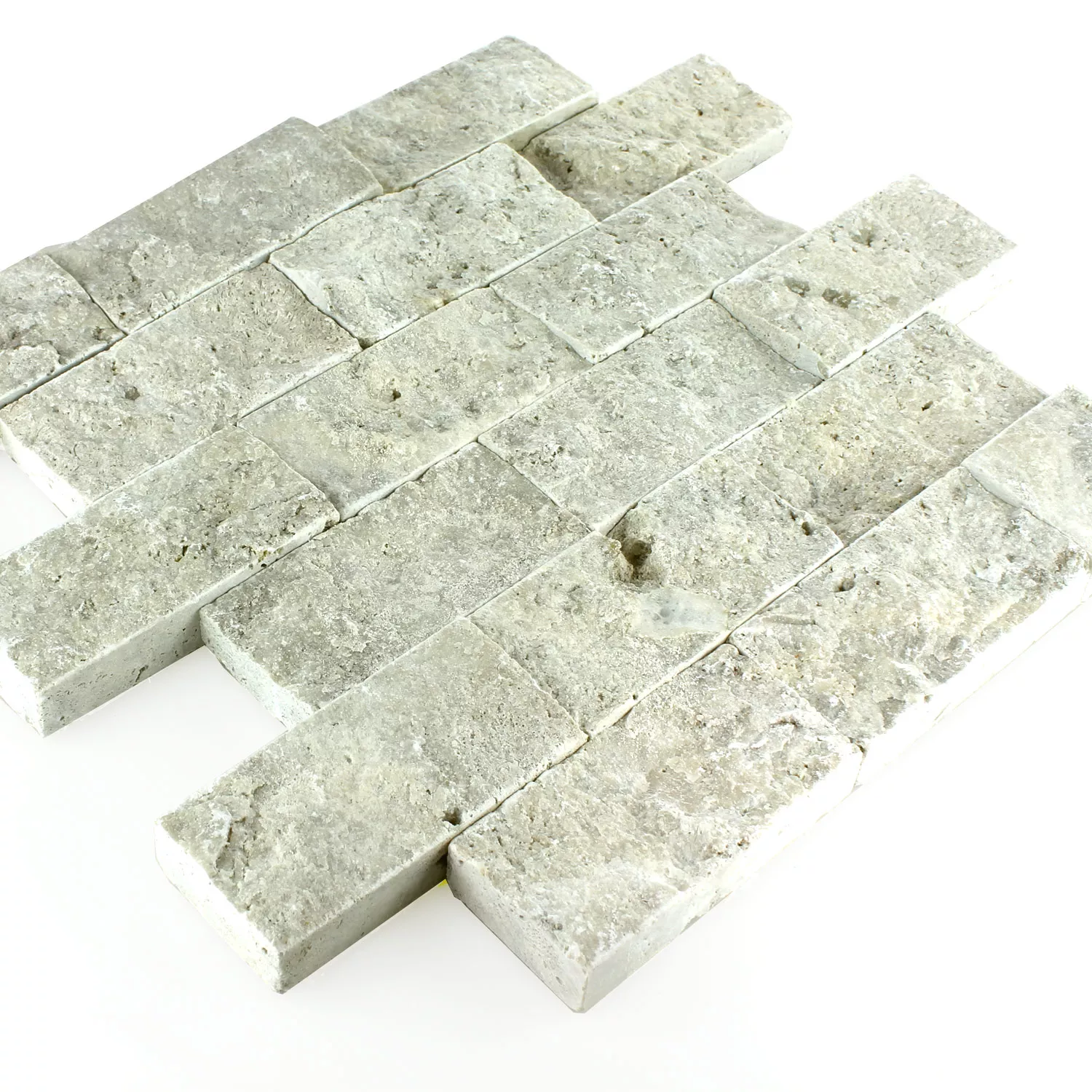 Mozaïektegel Natuursteen 3D Zilver Brick