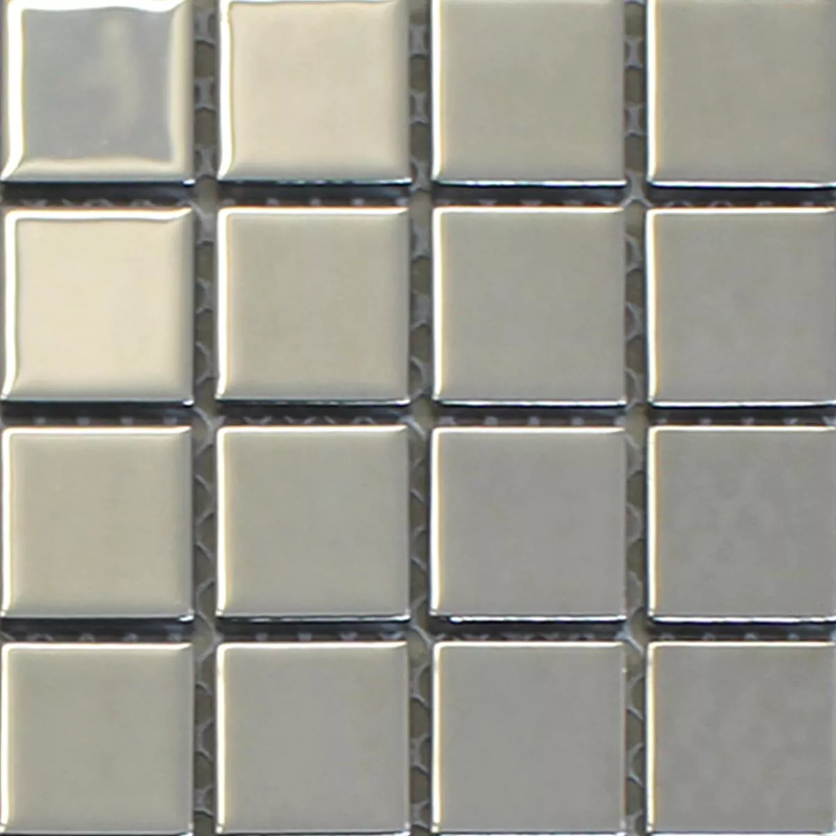 Sample Mosaic Tiles Glass Silver Uni 25x25x4mm