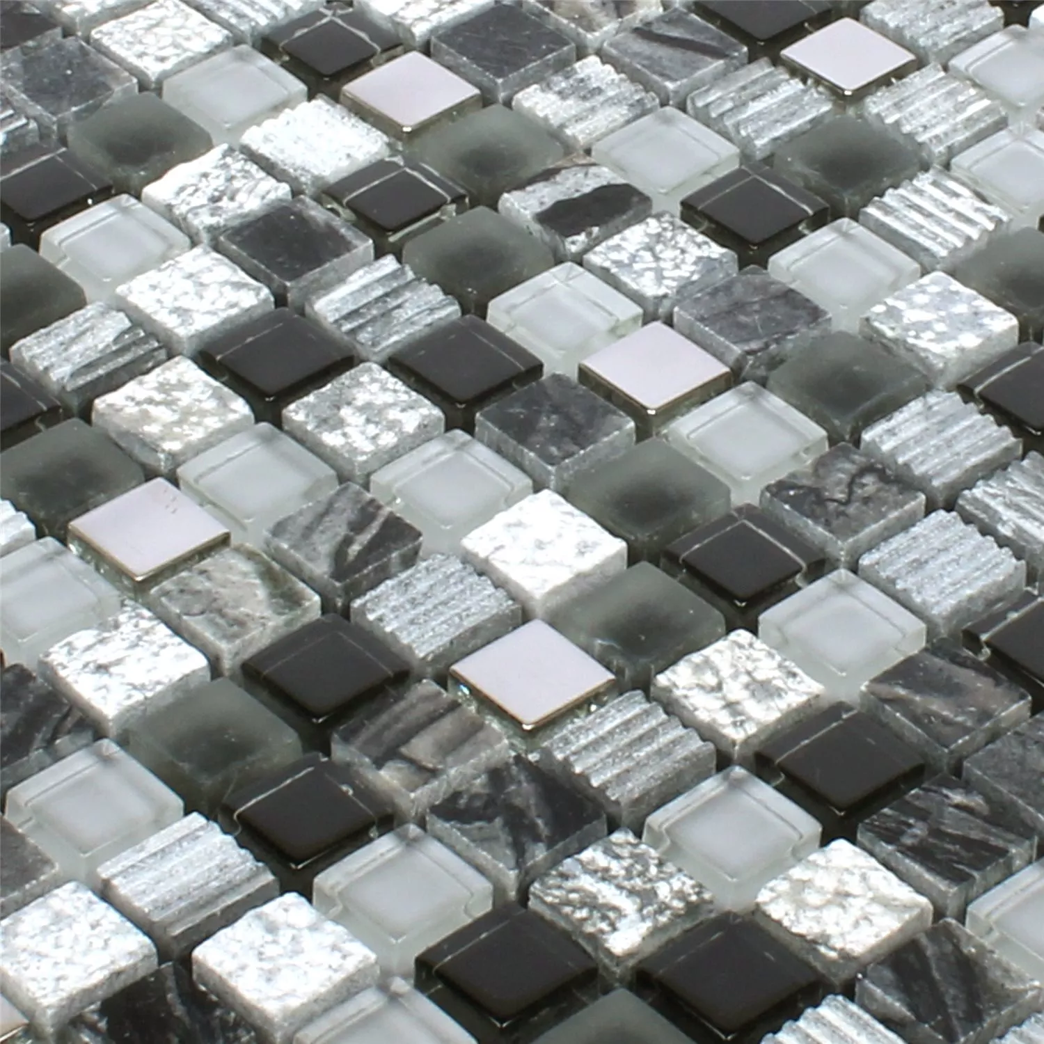 Sample Mosaic Tiles Venzona Black Silver