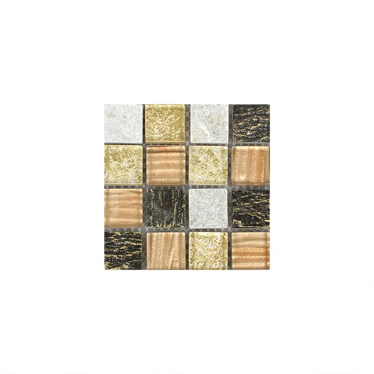 Sample Mosaic Tiles Glass Stone Mix Canova Gold Brown