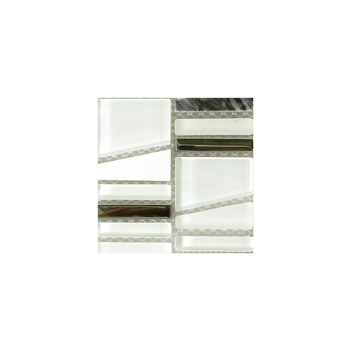 Sample Mosaic Tiles Glass Natural Stone Resin White Effect