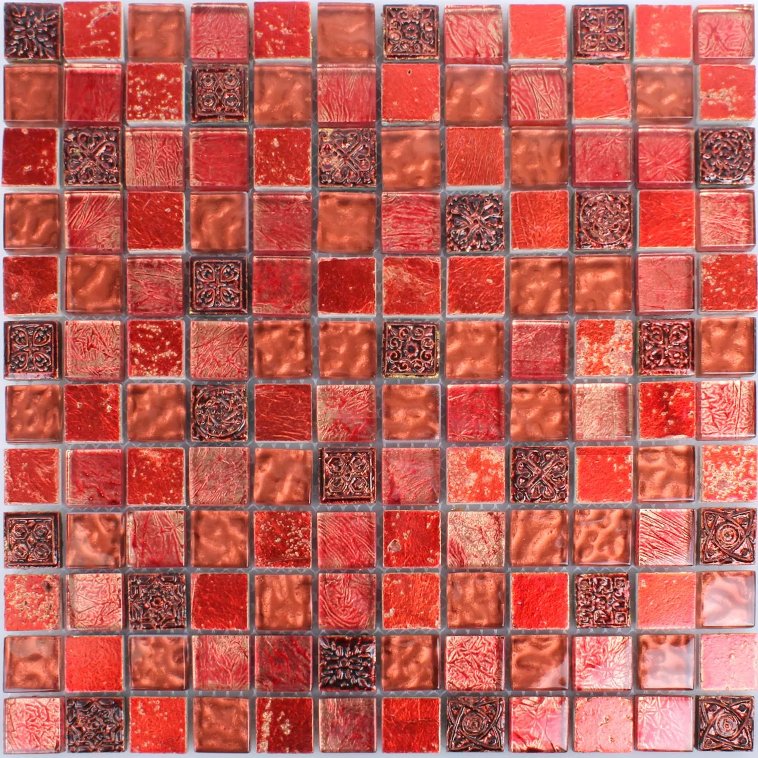Mozaik Pločice Staklo Prirodni Kamen Maya Red