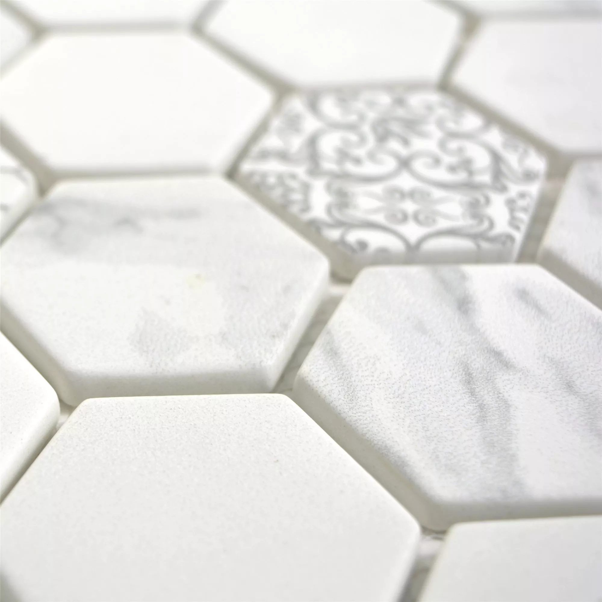 Sample Glass Mosaic Tiles Acapella Carrara Hexagon