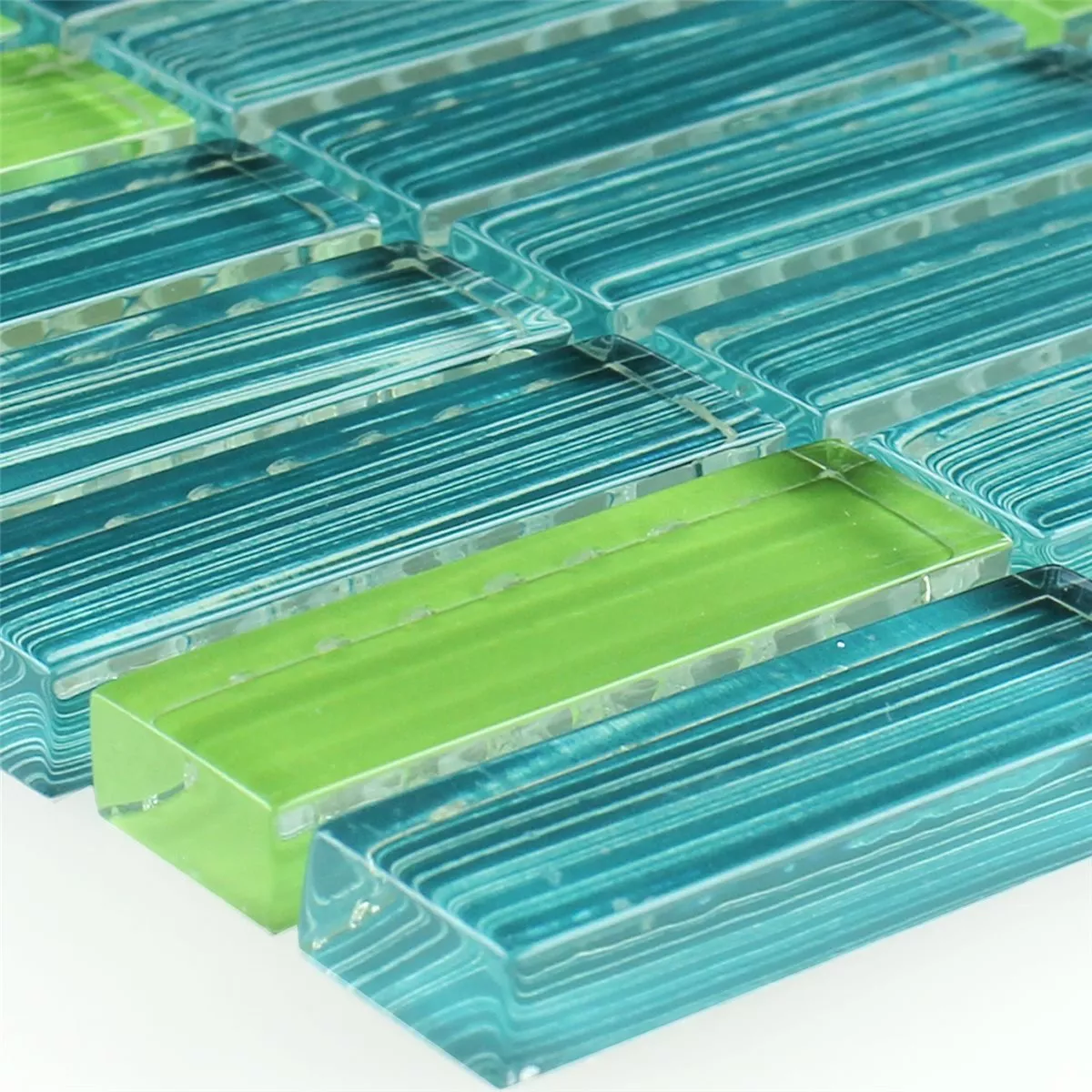 Mosaico De Vidro Azulejos Verde Mix Listrado