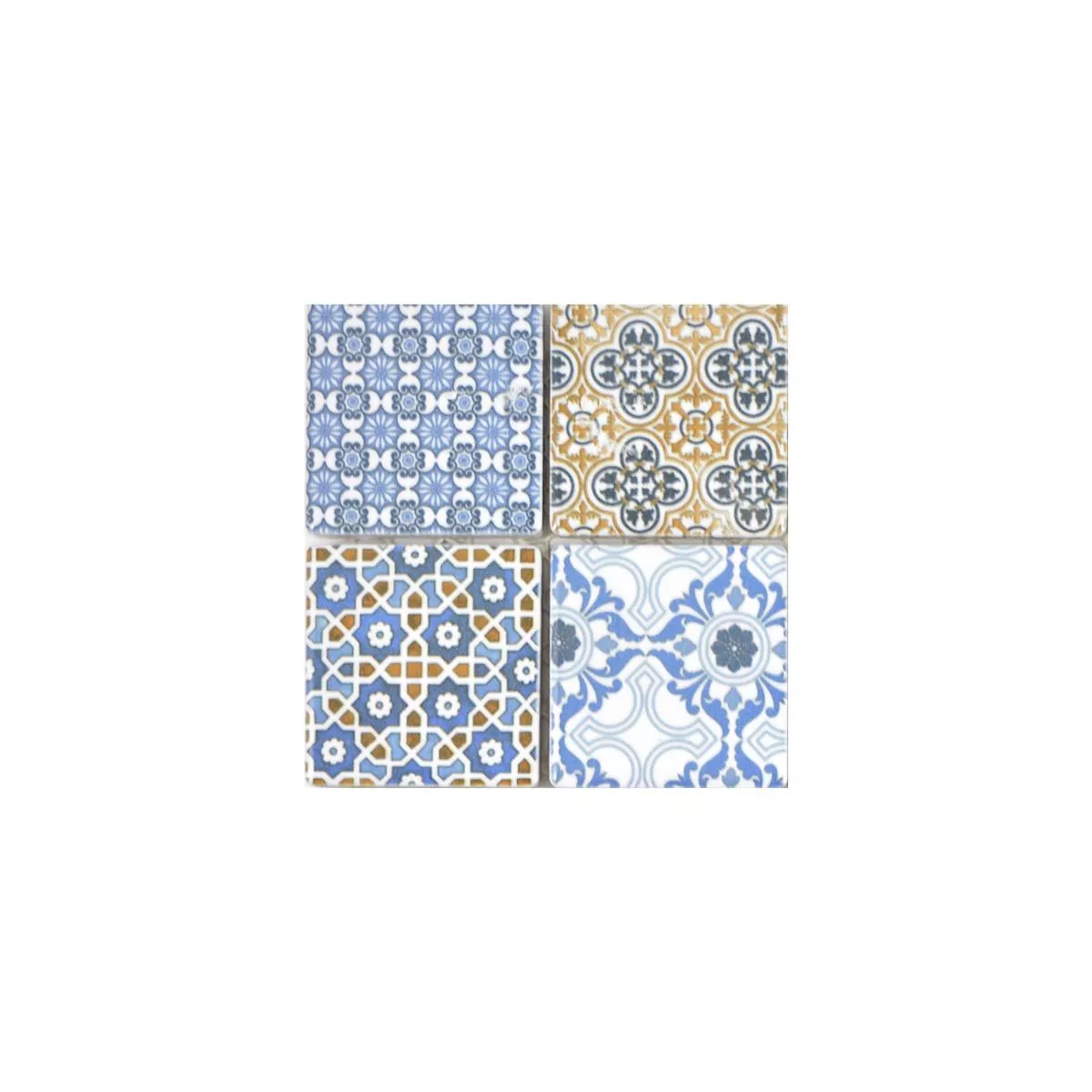 Sample Ceramic Mosaic Tiles Daymion Retro Optic Blue Brown 