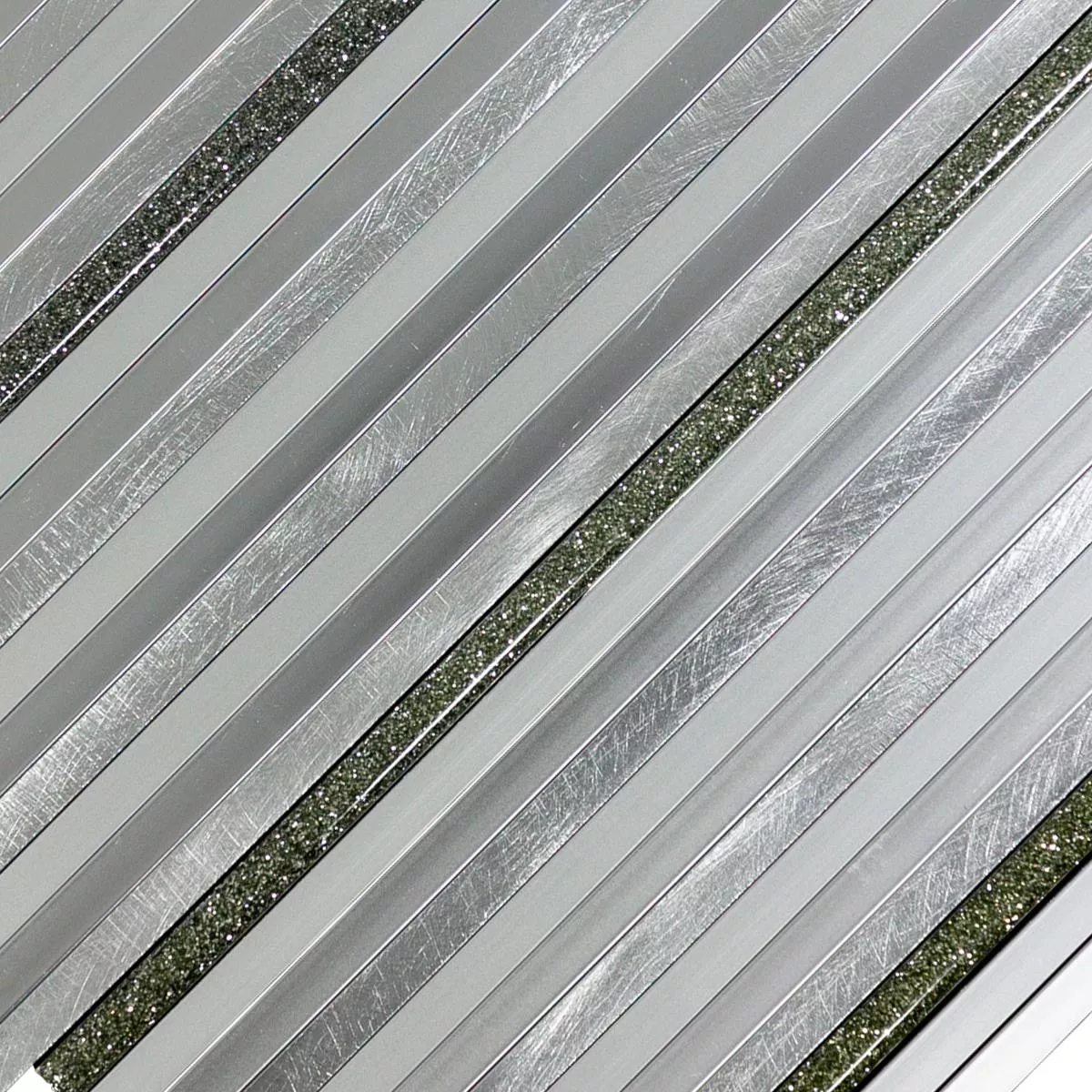 Aluminium Metal Mosaic Tiles Bilbao Stripes Silver