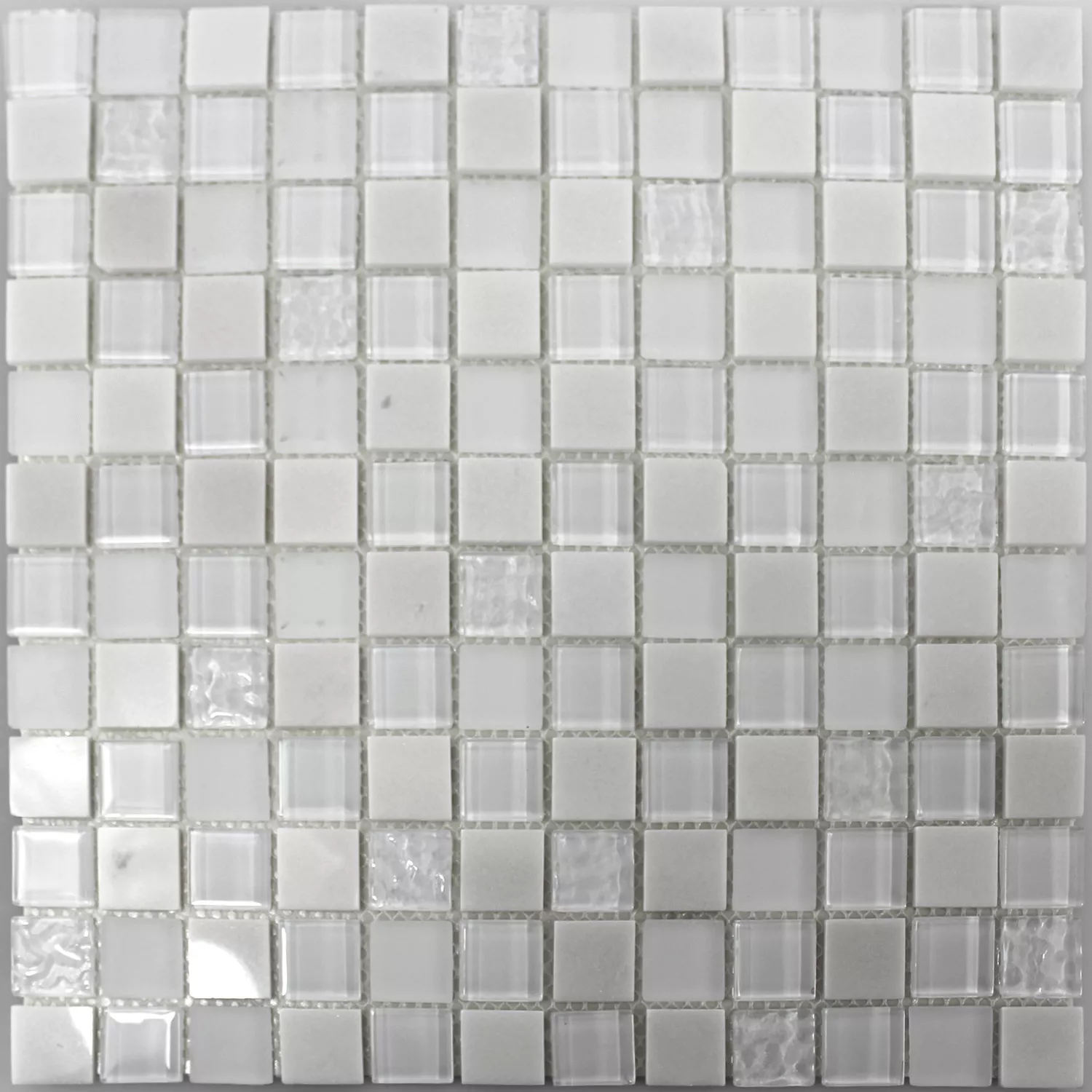 Padrão de Mosaico Autoadesivo Pedra Natural Vidro Mix Branco