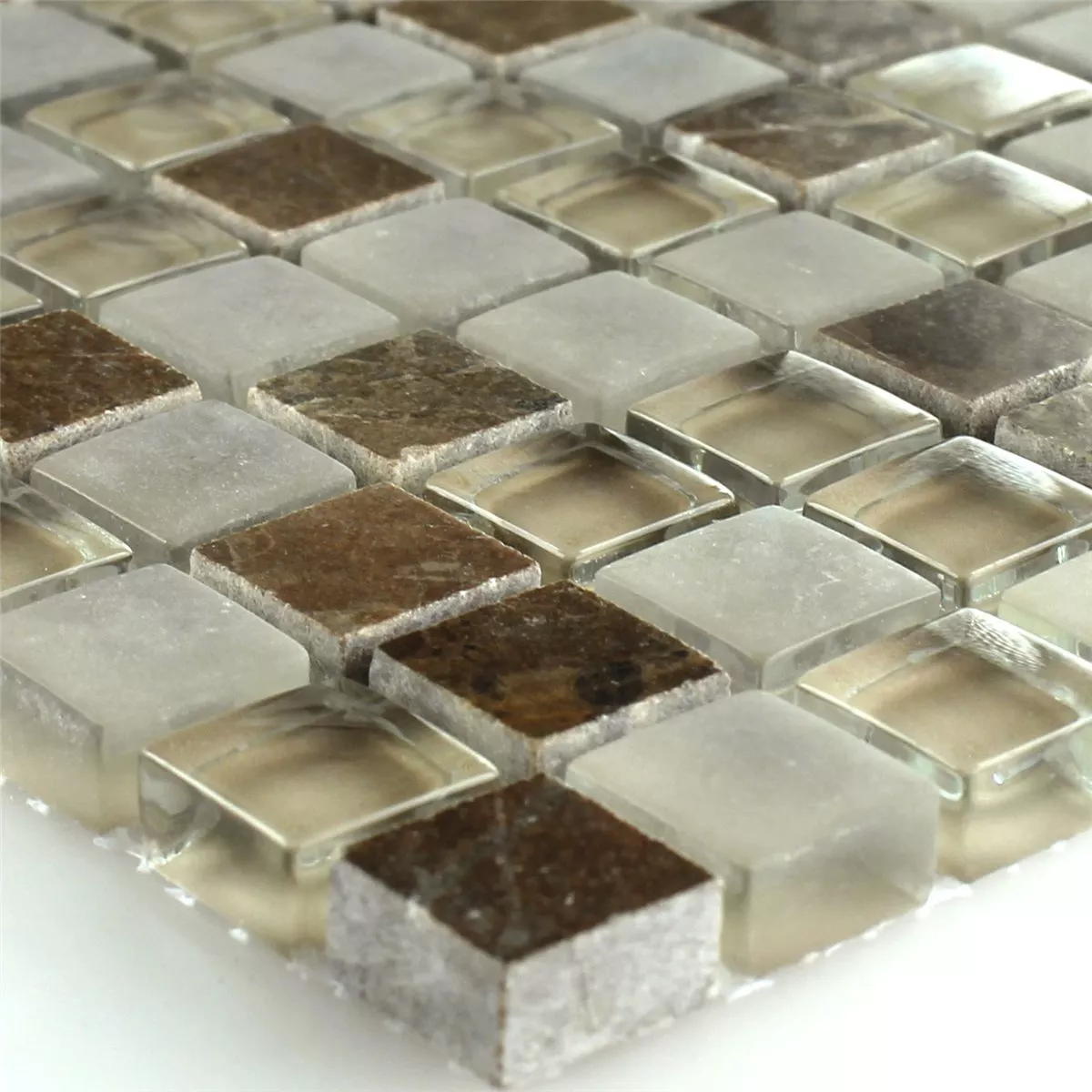 Mozaik Csempe Üveg Üveggolyó Quebeck Barna 15x15x8mm