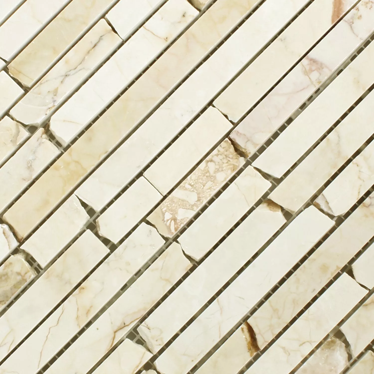 Sample Marble Brick Mosaic Tiles Golden Cream Polished