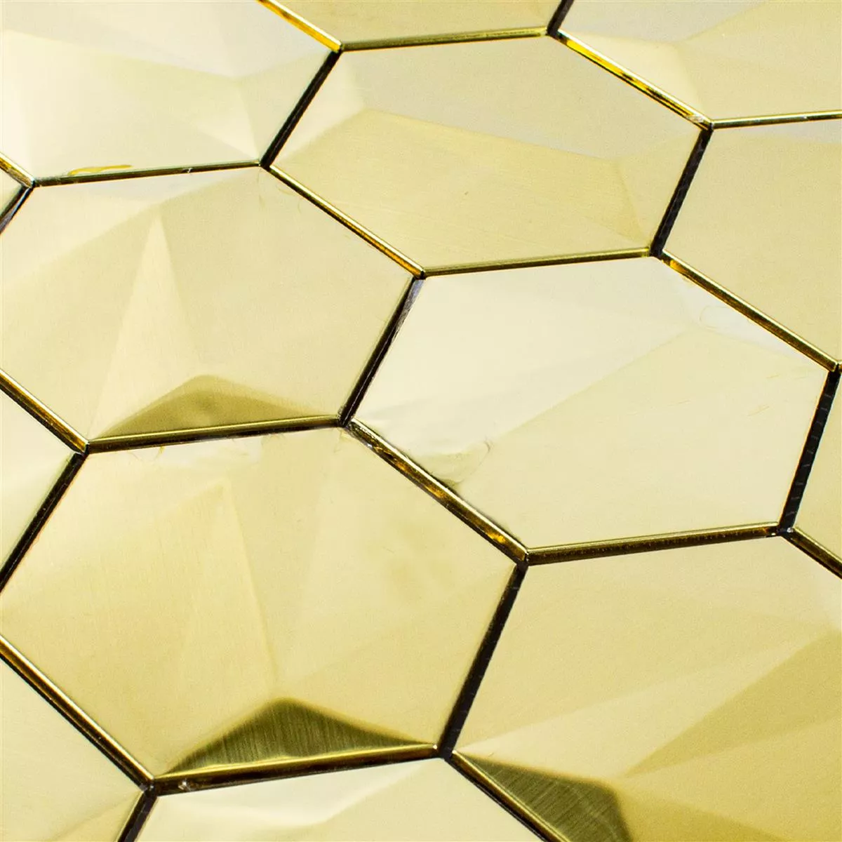 Mønster fra Rustfritt Stål Mosaikkfliser Durango Sekskant 3D Gull