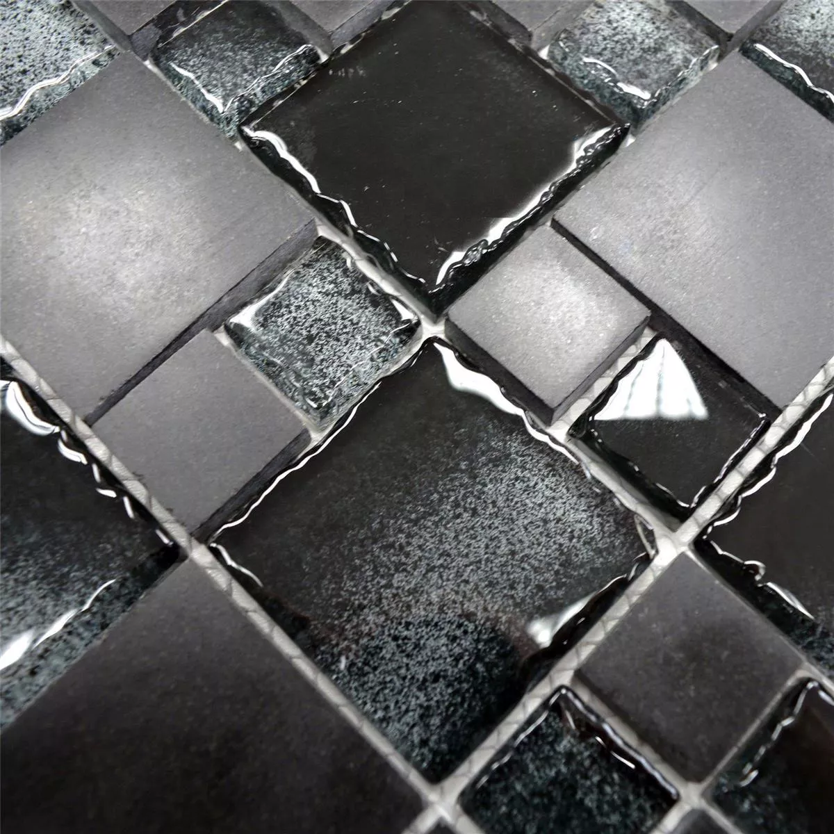 Glass Natural Stone Mosaic Tiles Zoey Black