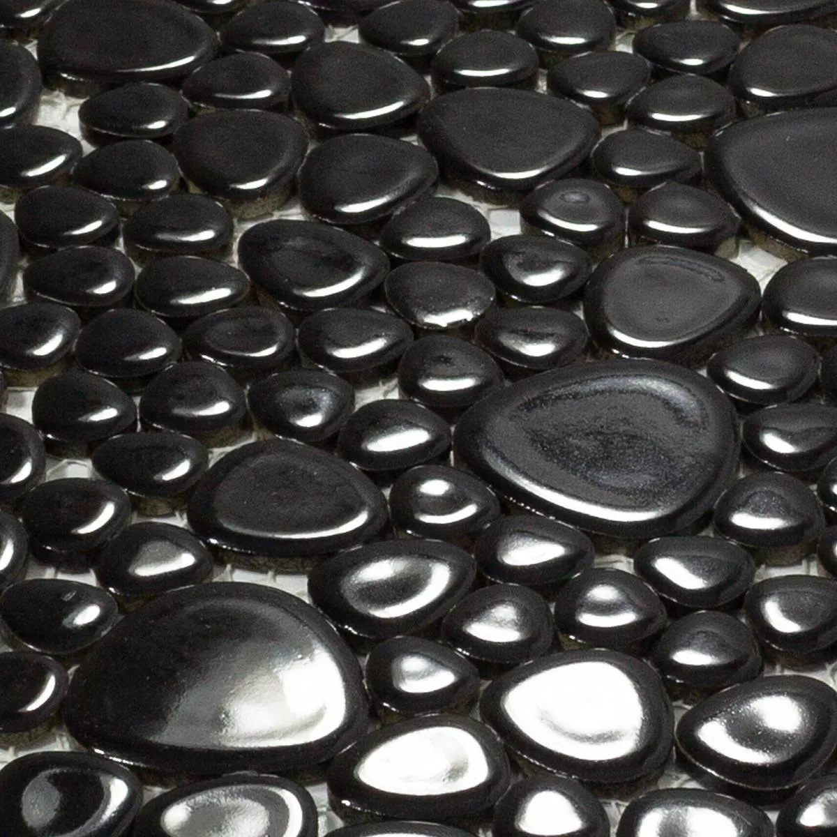 Ceramic Pebble Mosaic Sabah Black Glossy