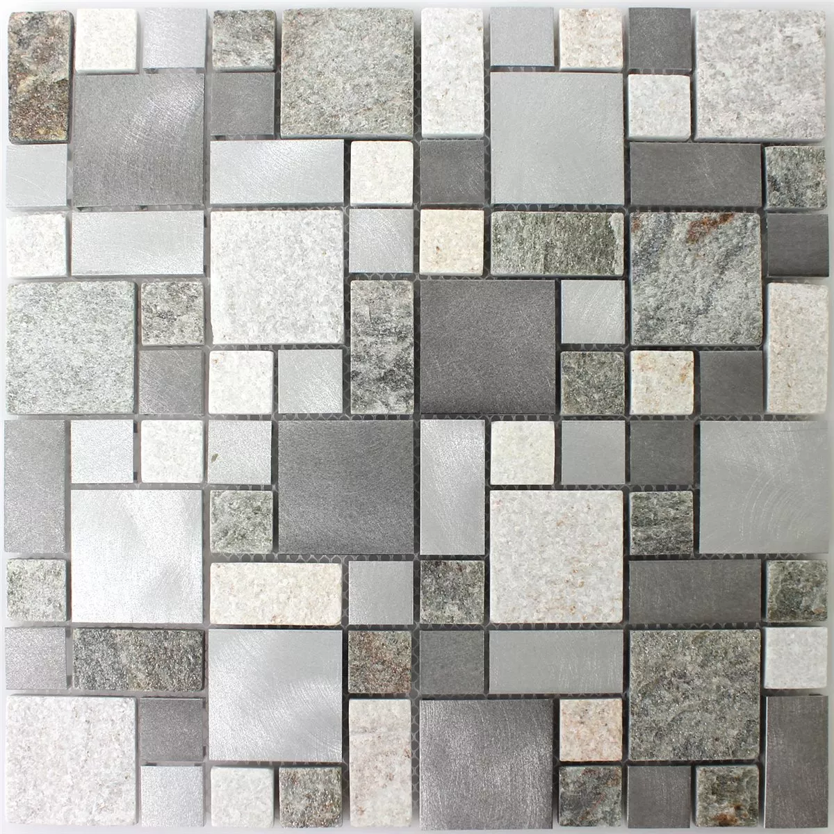 Mosaico Quarzite Alluminio Metallo Piastrella Mix