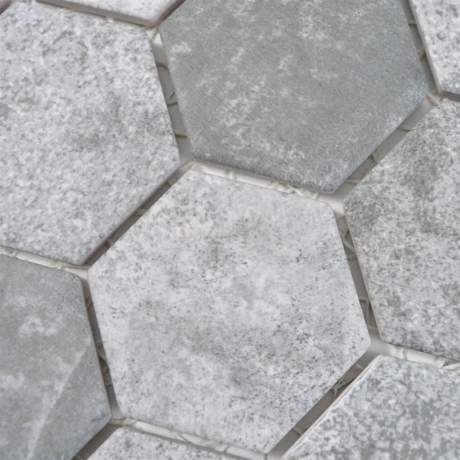 Sample Ceramic Mosaic Comtessa Hexagon Cement Optic Dark Grey