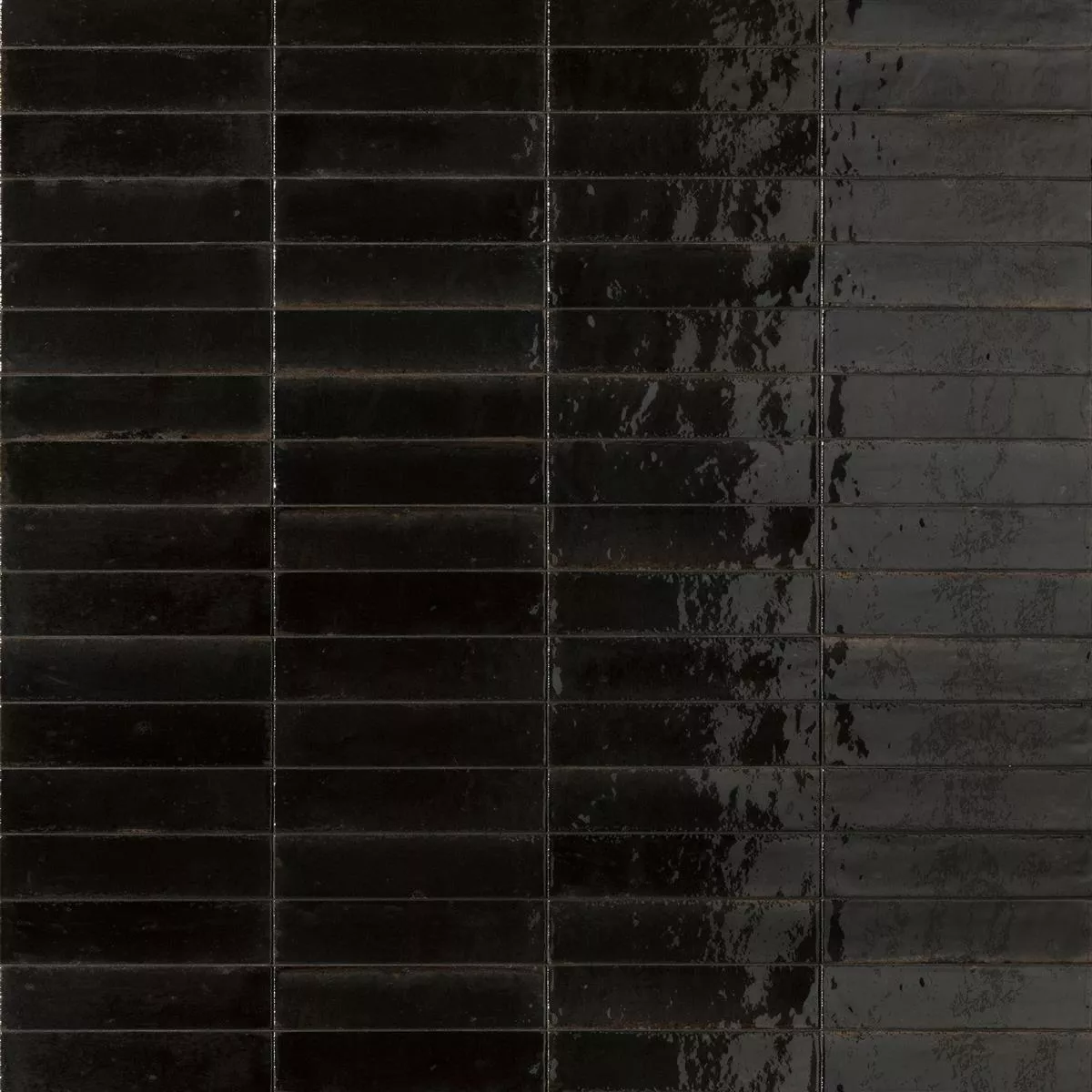 Wall Tiles Laguna Glossy Waved Black 6x24cm